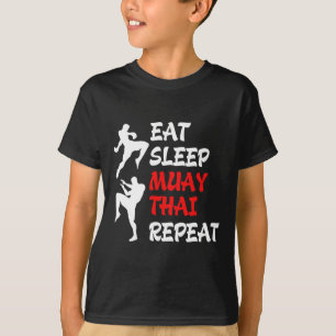 Kickboxen Thai Boxing Essen Schlaf Muay Thai T-Shirt