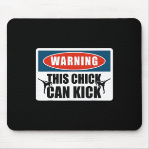 Kickboxen Vintage-Warnung Dieses Mädchen kann tret Mousepad