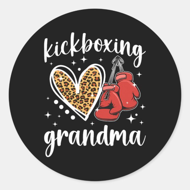 Kickboxende Oma eines Kickboxer-Großmutter hören Runder Aufkleber (Vorderseite)