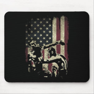 Kickboxer auf amerikanischer Flagge Patriotisch _1 Mousepad