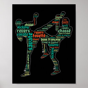 Kickboxer Boxer Boxschuh Tritt Savate Wort C Poster