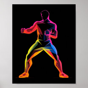 Kickboxer Cartoon-Stil Kickboxer Savate Poster