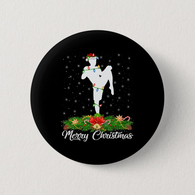 Kickboxer-Fan passend zur Santa-Mütze Kickboxing W Button (Vorderseite)