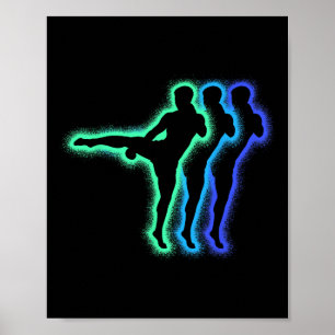 Kickboxer Kampfsport Silhouetten Männer Kinder Jun Poster