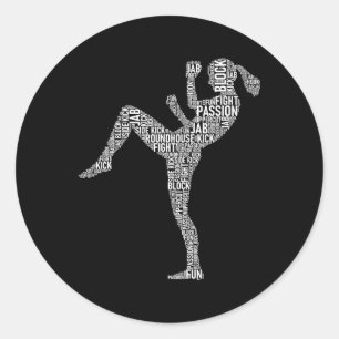 Kickboxer-Typografie - Kickboxen Mixed Martial Ar Runder Aufkleber