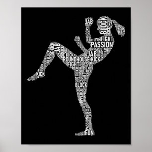 Kickboxer-Typografie - Kickboxen Mixed Martial Art Poster