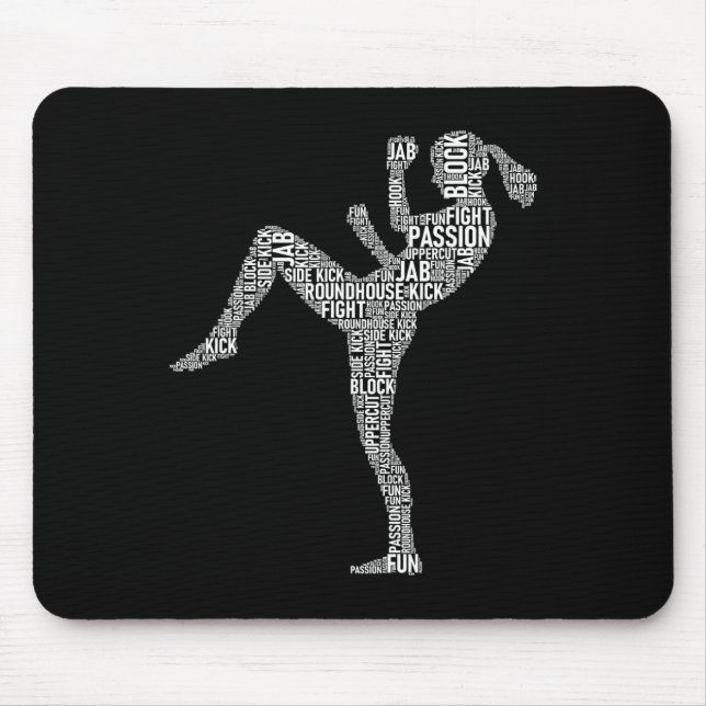 Kickboxer Typografie - Kickboxing Mixed Martial Ar Mousepad (Vorne)