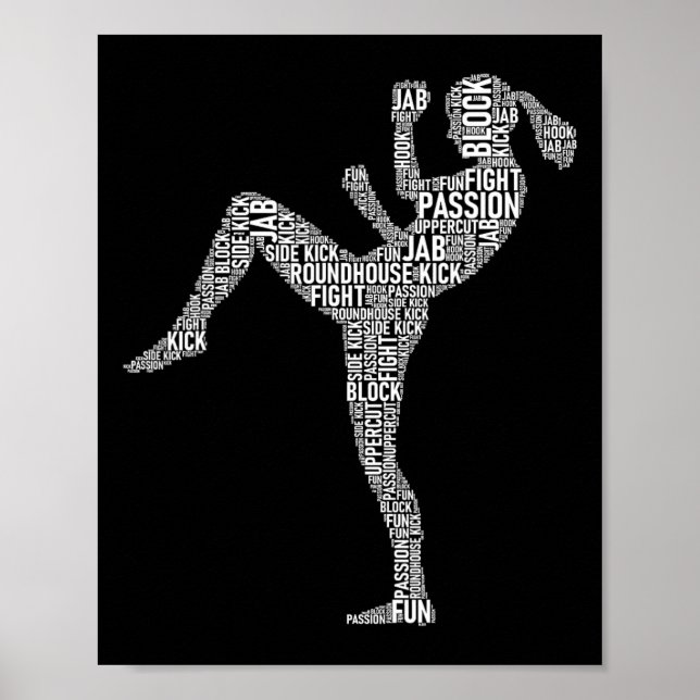 Kickboxer Typografie - Kickboxing Mixed Martial Ar Poster (Vorne)