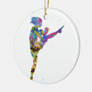 Kickboxerin Keramik Ornament