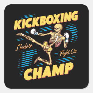 Kickboxing Champ Quadratischer Aufkleber