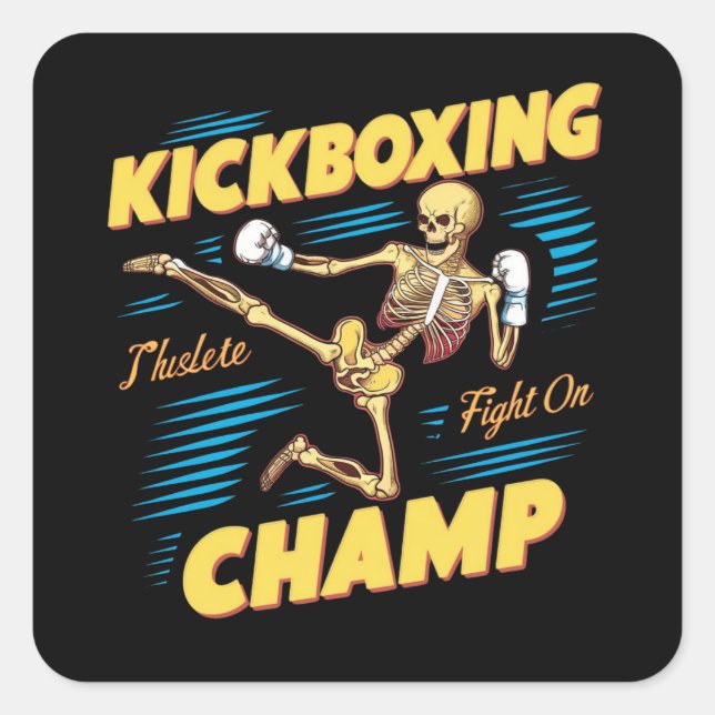 Kickboxing Champ Quadratischer Aufkleber (Vorderseite)