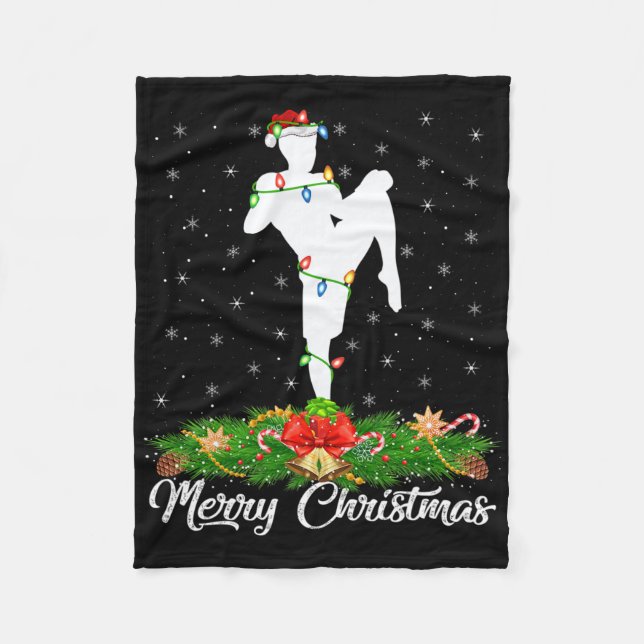 Kickboxing Lover Matching Santa Hat Kickboxing Chr Fleecedecke (Vorderseite)