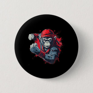 Kickboxing Monkey Martial Arts Taekwondo Jiu-Jitsu Button