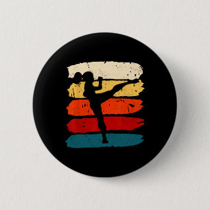 Kickboxing Woman Kickboxer Karate Boxing Mixed Mar Button
