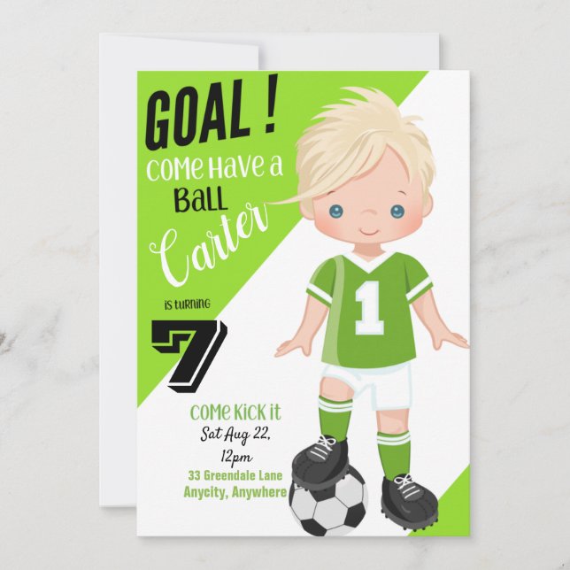 Kicken Sie es 1 Geburtstag Einladungskarte (Vorderseite)