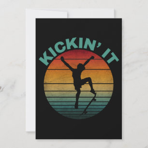 Kickin' Es Vintag Skateboarding Skater Einladung