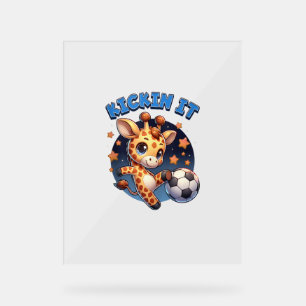 Kickin It Soccer Player Giraffe Ball Girls Boys An Acrylschild