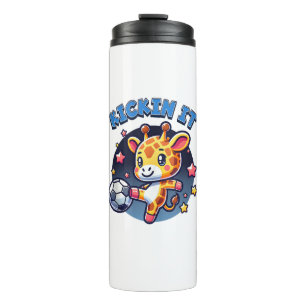 Kickin It Soccer Player Giraffe Ball Girls Boys An Thermosbecher