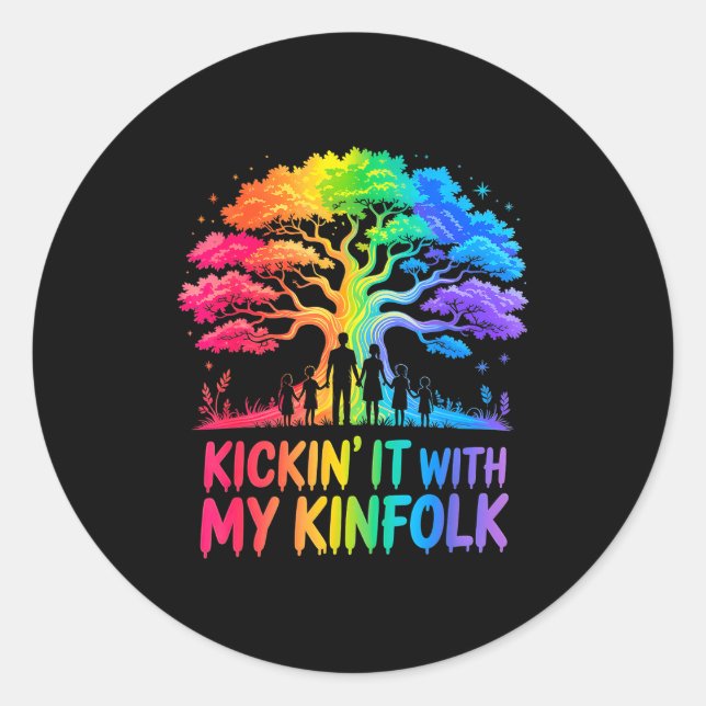 Kickin' It With My Kinfolk Funny Family Reunion  Runder Aufkleber (Vorderseite)