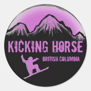 Kicking Horse BC Kanada lila Snowboardaufkleber Runder Aufkleber