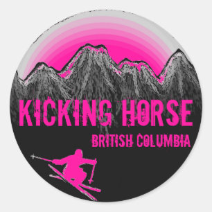 Kicking Horse British Columbia rosa Skipsel Runder Aufkleber