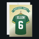 Kid American Football Jersey Green Yellow Birthday Einladung<br><div class="desc">Personalisierte Kinder American Football Geburtstagseinladungen mit einem cool verblassten Hintergrund und einem grün-gelben amerikanischen Fußball-Jersey,  die Sie mit Ihrem Kinder und Alter personalisieren können,  auf der Rückseite ist ein Fußball und die Geburtstagsdetails können alle an Ihren Anzug Ihren Stil angepasst werden.</div>