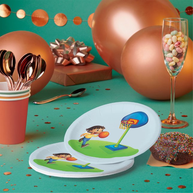 Kid Basketball spielen mit Hoop Fun Sport Pappteller (Von Creator hochgeladen)