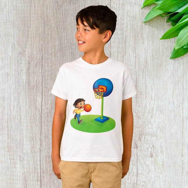 Kid Basketball spielen mit Hoop Fun Sport T-Shirt (Von Creator hochgeladen)