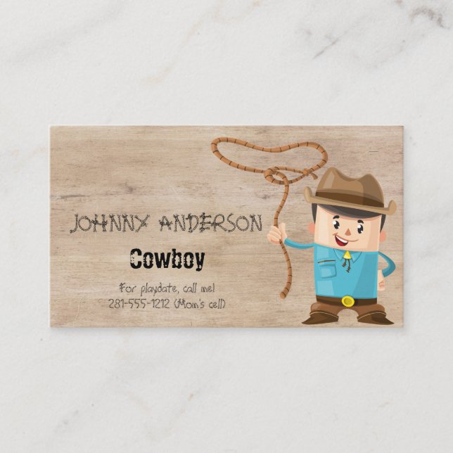 Kid Cowboy Carte de visite Pour Boy Playdate (Devant)
