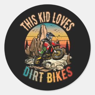 Kid Dieses Kind liebt Dirt Bikes Motocross Vintage Runder Aufkleber