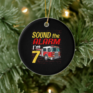 Kid Fire Truck 7. Geburtstagsparty Geschenk Feuerw Keramik Ornament