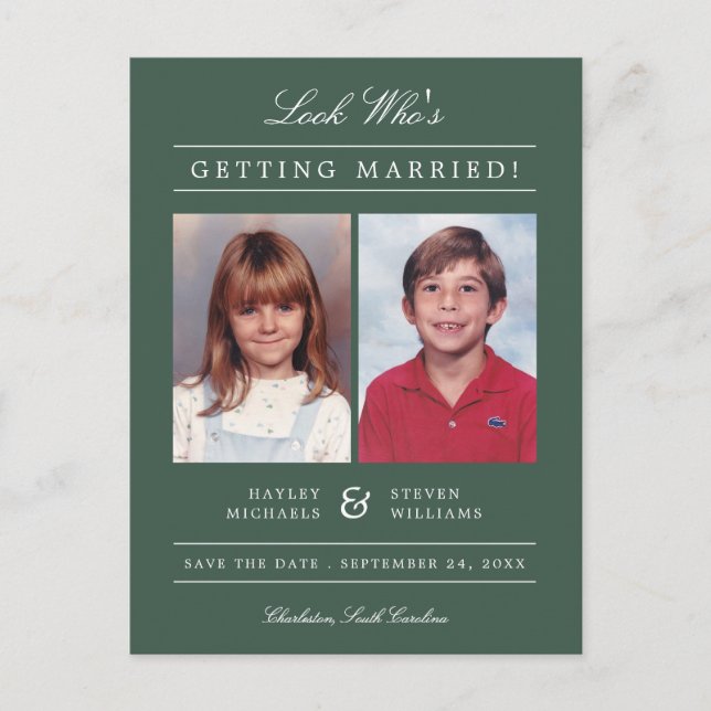 Kid Foto Save the Date | Green Postkarte (Vorderseite)