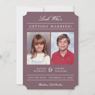 Kid Fotos Old School Classic Styling  Mauve Save The Date