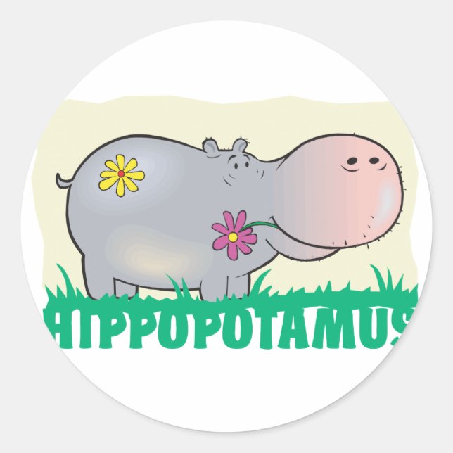 Kid Friendly Hippopotamus Runder Aufkleber (Vorderseite)