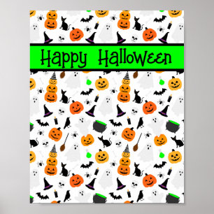Kid Halloween-Geist-Kürbis-Schwarze Katze Personal Poster