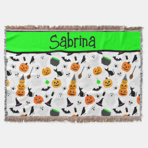 Kid Halloween Ghost Pumpkin Black Cat Personalize Decke