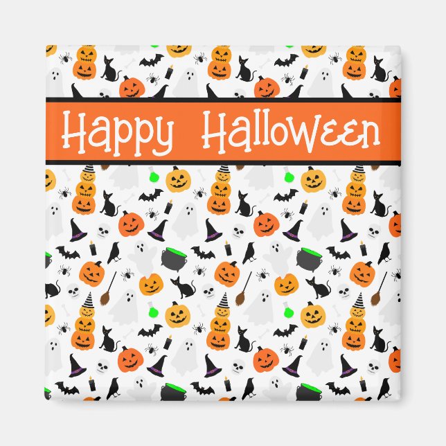 Kid Halloween Ghost Pumpkin Black Cat Personalize Magnet (Vorne)