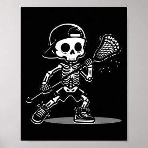 Kid Halloween Skelett Lacrosse Sport Play Poster