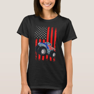 Kid Monster Truck Kleinkind Boys American Flag Ju T-Shirt