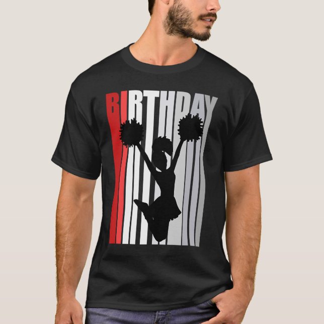 Kid Red Cheerleader Birthday Kicking Kick Silhoue T-Shirt (Vorderseite)