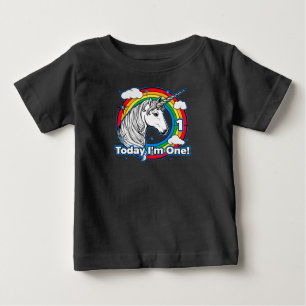 Kid’s 1st Birthday Unicorn Rainbow Today I’m One Baby T-shirt