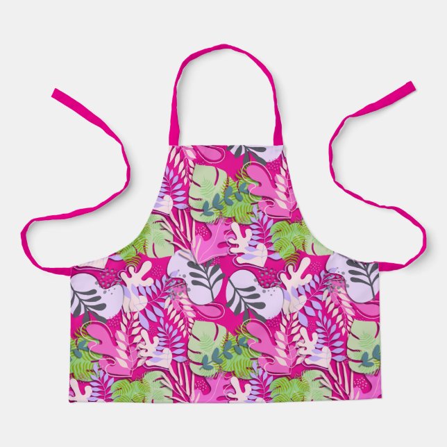 Kid Schürze: Abstrakte Blätter (Fuchsia) Schürze (Vorderseite)