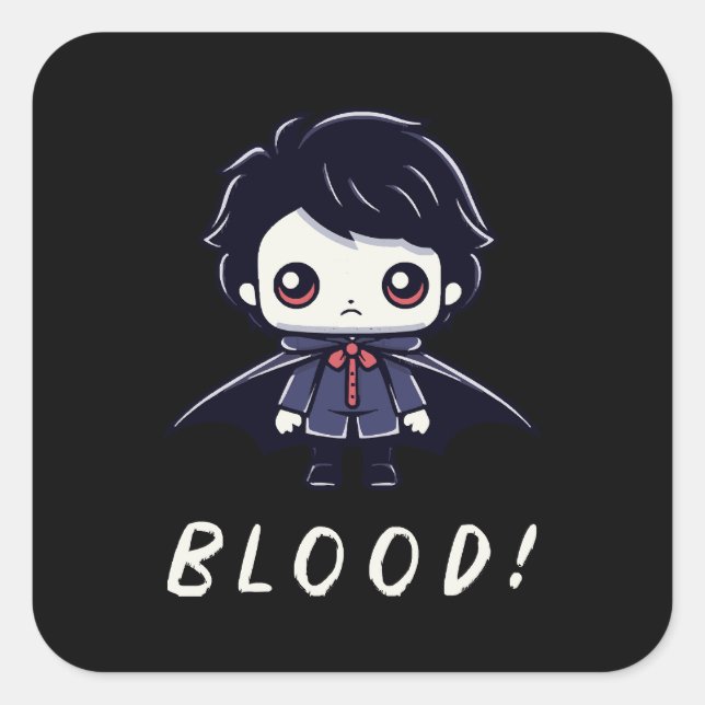 Kid Vampire Quadratischer Aufkleber (Vorderseite)