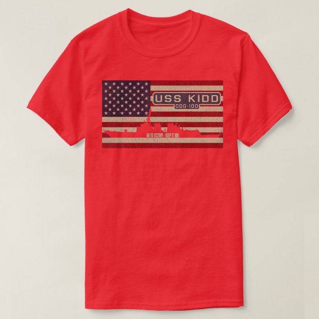 Kidd DDG100 Arleigh Burkeclass Geführte Raketentes T-Shirt (Design vorne)