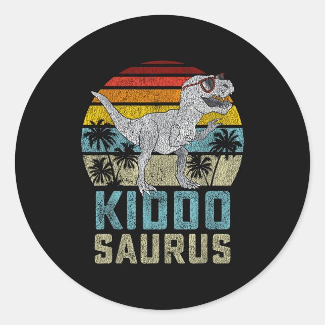Kiddosaurus T Rex Dinosaur Kiddo Saurus Family Mat Runder Aufkleber (Vorderseite)