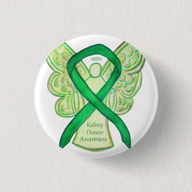 Kidney Disease Awareness Angel Ribbon Art Buttons (Vorderseite)