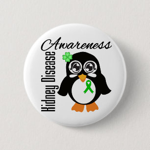 Kidney Disease Awareness Penguin Button