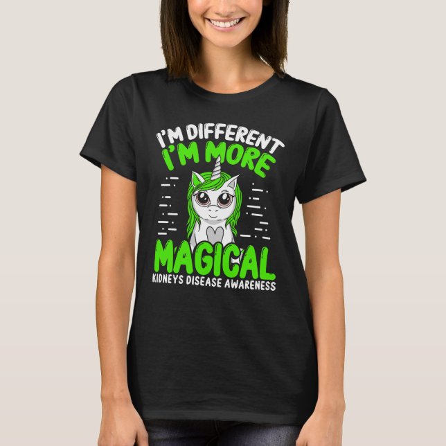 Kidneys Disease Awareness Unicorn Green Ribbon T-Shirt (Vorderseite)