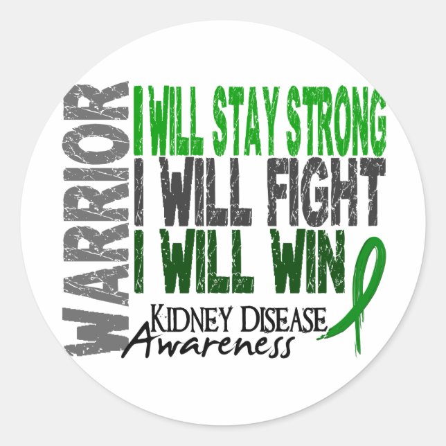 Kidnney Disease Warrior Runder Aufkleber (Vorderseite)