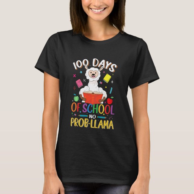 Kids 100 Days Of School No Prob-llama Llama Teache T-Shirt (Vorderseite)